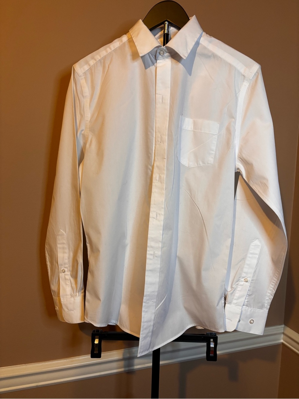 George’s White Men’s S (34-36) Long-Sleeve Dress Shirt